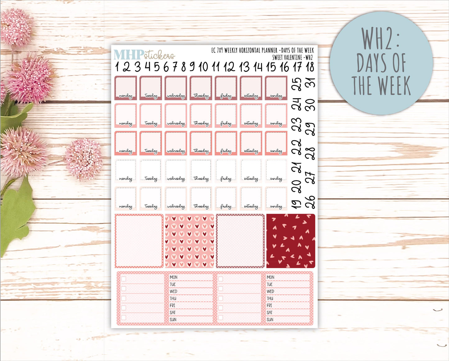 FEBRUARY Weekly Horizontal Planning Kit for 7x9 Erin Condren Planners. 2026 Collection "Sweet Valentine" || ECWH