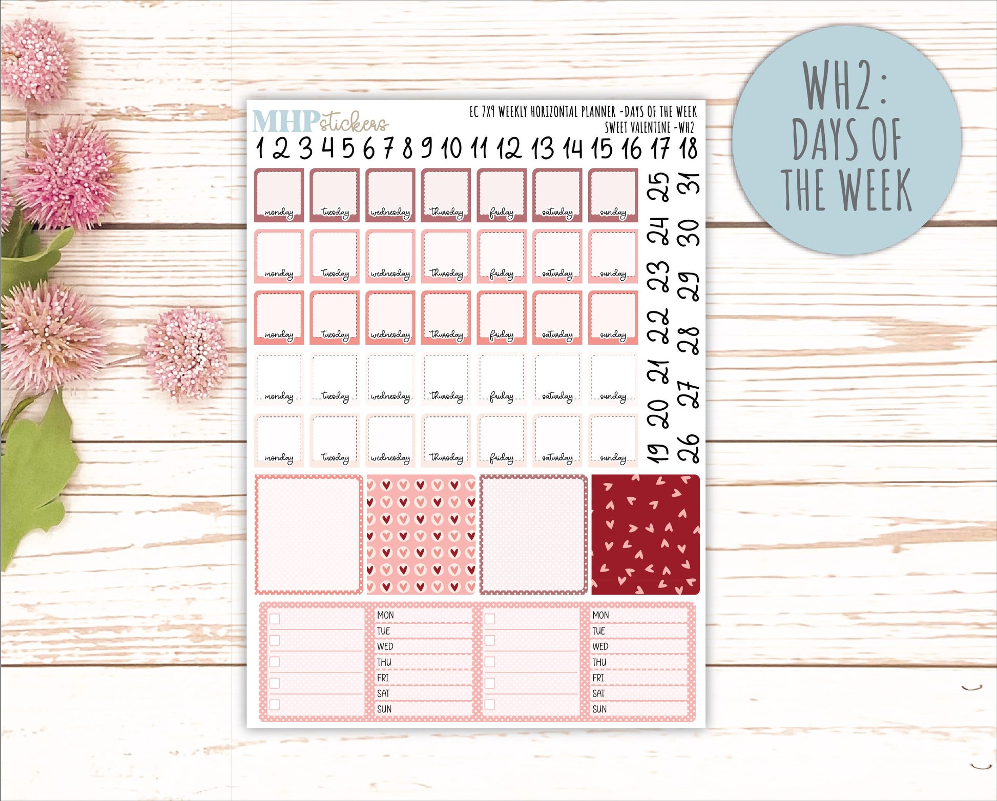 FEBRUARY Weekly Horizontal Planning Kit for 7x9 Erin Condren Planners. 2026 Collection "Sweet Valentine" || ECWH