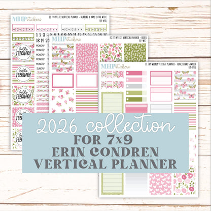 FEBRUARY Weekly Vertical Kits for 7x9 Erin Condren Planners. 2026 Collection "Fly" || ECWV