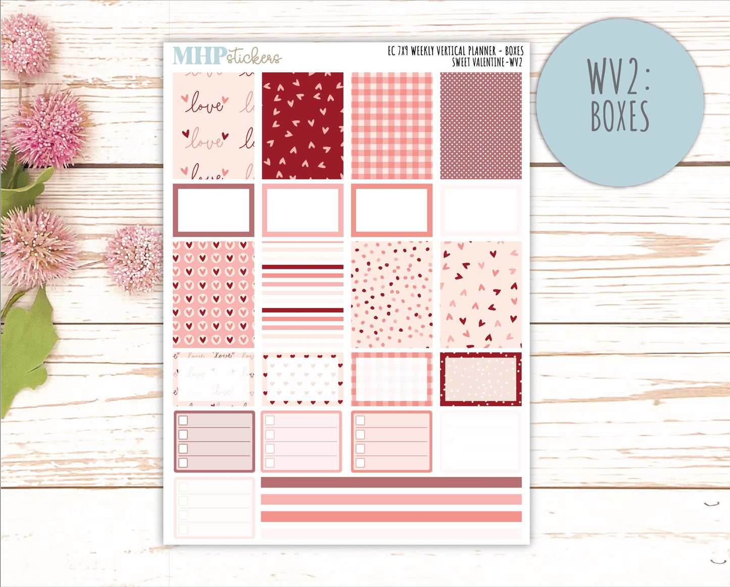 FEBRUARY Weekly Vertical Kits for 7x9 Erin Condren Planners. 2026 Collection "Sweet Valentine" || ECWV