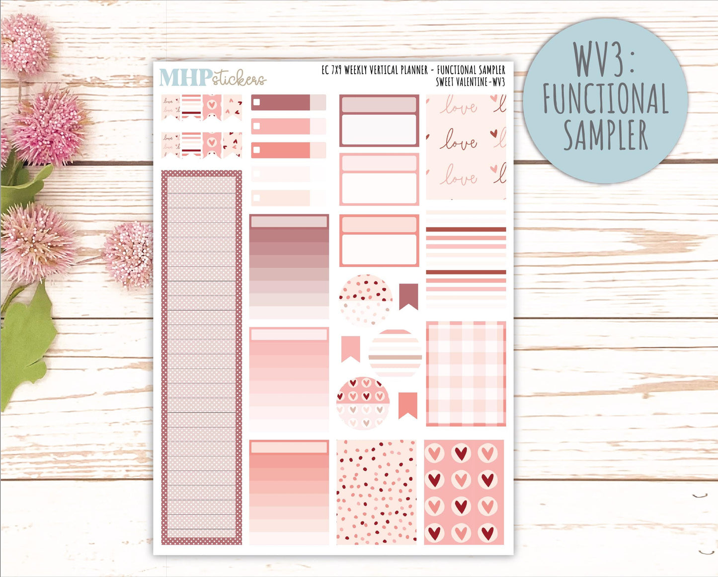 FEBRUARY Weekly Vertical Kits for 7x9 Erin Condren Planners. 2026 Collection "Sweet Valentine" || ECWV