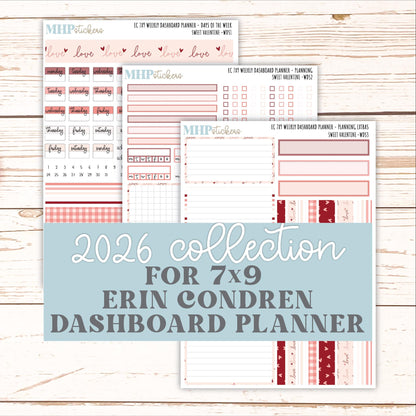 FENRUARY Weekly Dashboard Kit for 7x9 Erin Condren Planners. 2026 Collection "Sweet Valentine" || ECWDS