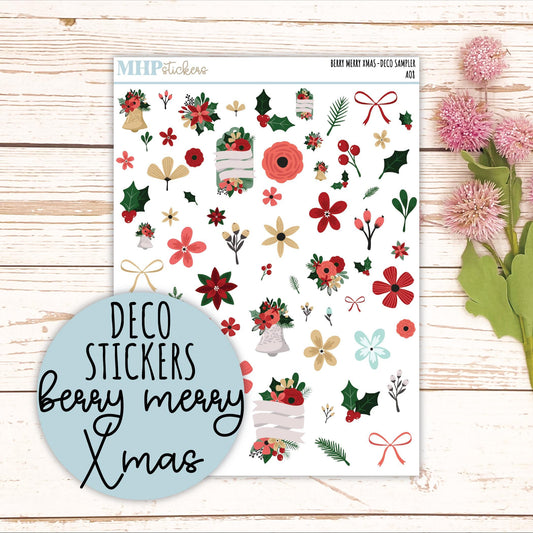 Decorative Planner Stickers "Berry Merry Xmas" || AO8-BM