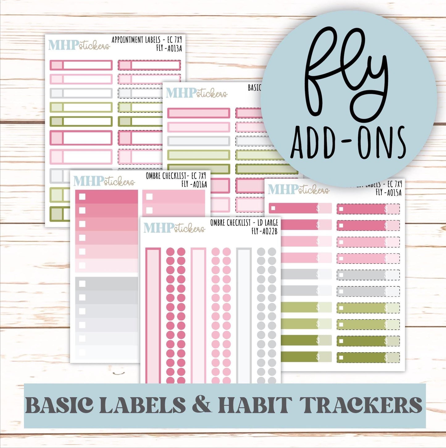Basic Labels & Habit Trackers. ADD-On's for Monthly Kits "Fly" || AOBL