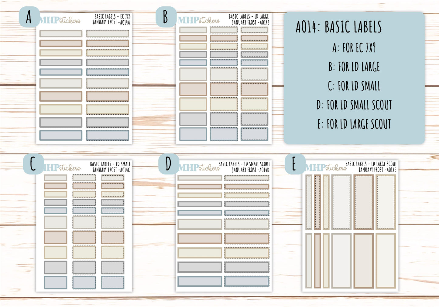 Basic Labels & Habit Trackers. ADD-Ons for Monthly Kits "January Frost" ||AOJF