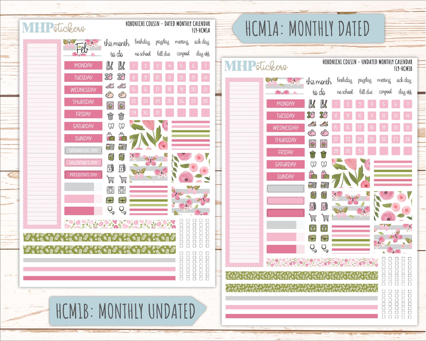 FEBRUARY 2026 Stickers for Hobonichi Cousin. A5 Planners "Fly" || HCFC