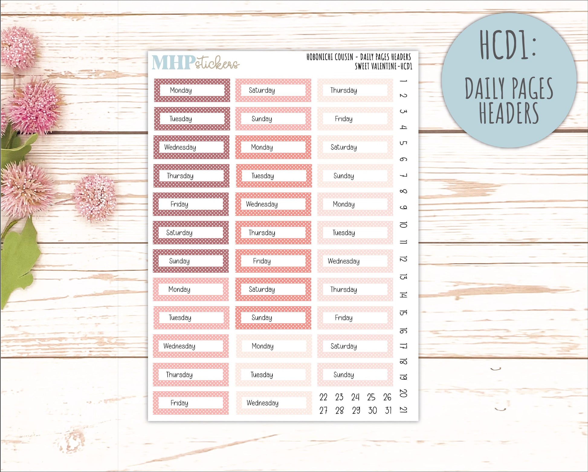 FEBRUARY 2026 Stickers for Hobonichi Cousin. A5 Planners "Sweet Valentine" || HC