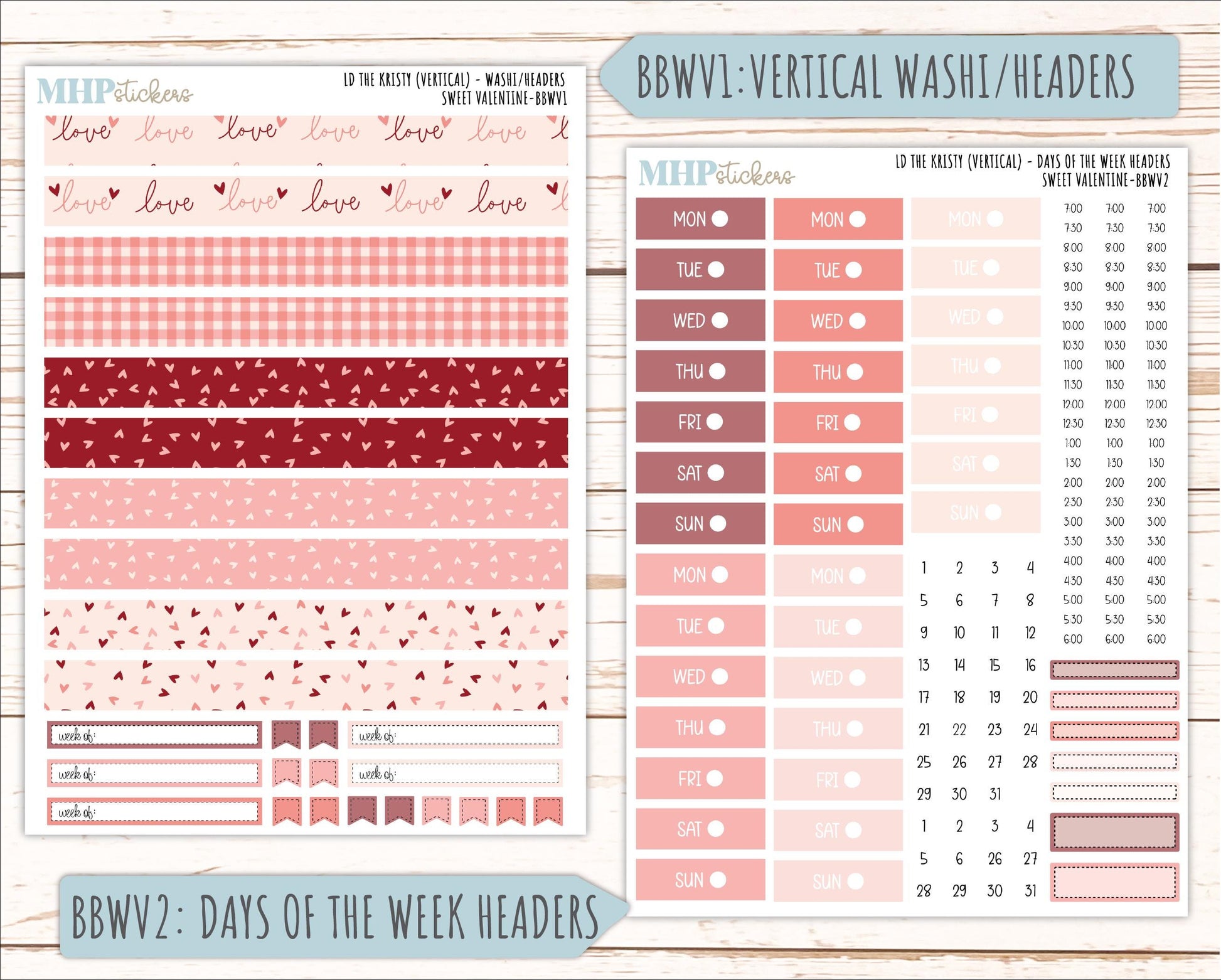 FEBRUARY 2026 Stickers for the Mae & Kristy Laurel Denise Planners (Book Bound Planner) "Sweet Valentine" || BB