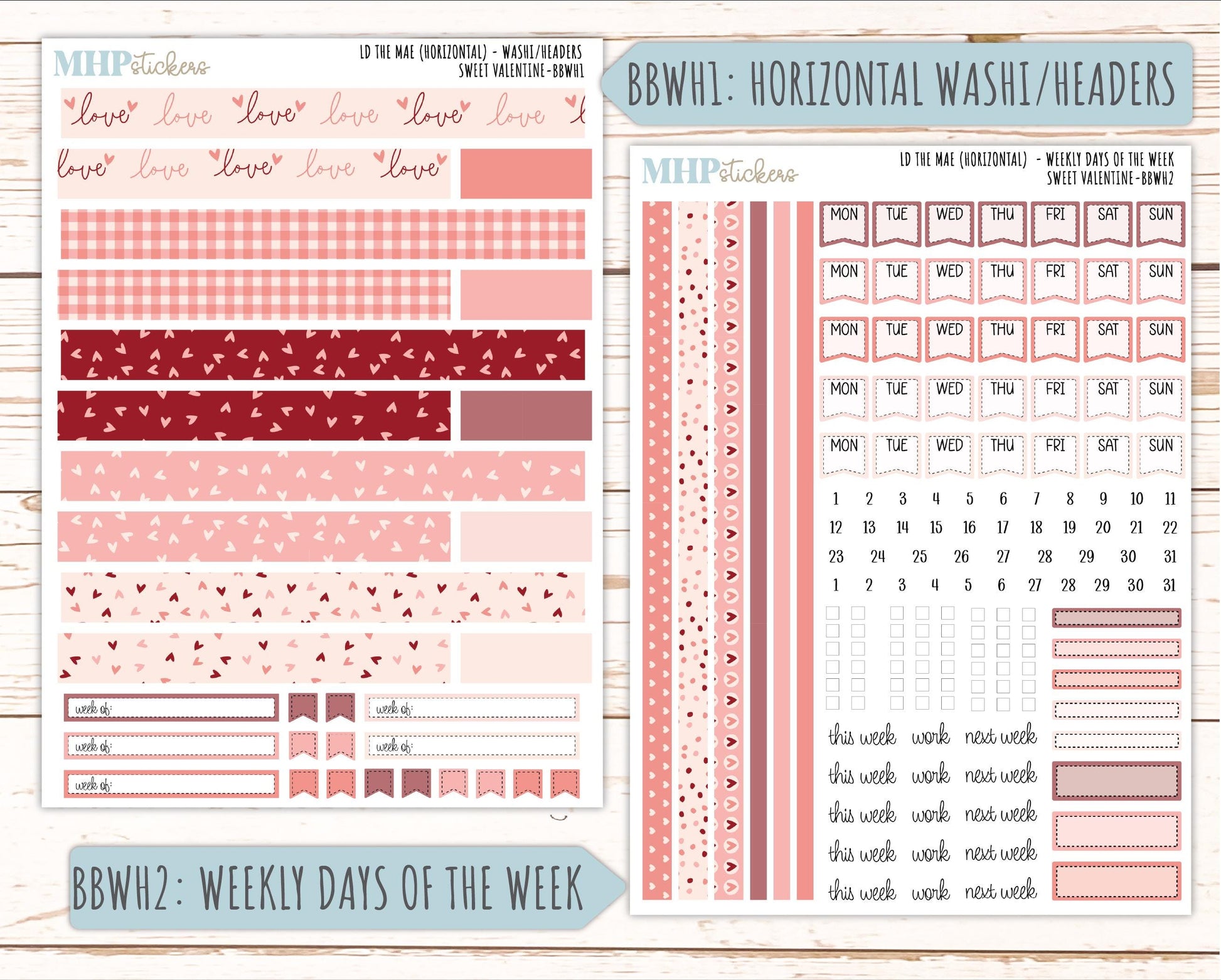 FEBRUARY 2026 Stickers for the Mae & Kristy Laurel Denise Planners (Book Bound Planner) "Sweet Valentine" || BB