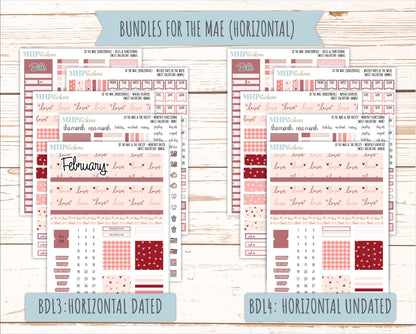 FEBRUARY 2026 Stickers for the Mae & Kristy Laurel Denise Planners (Book Bound Planner) "Sweet Valentine" || BB