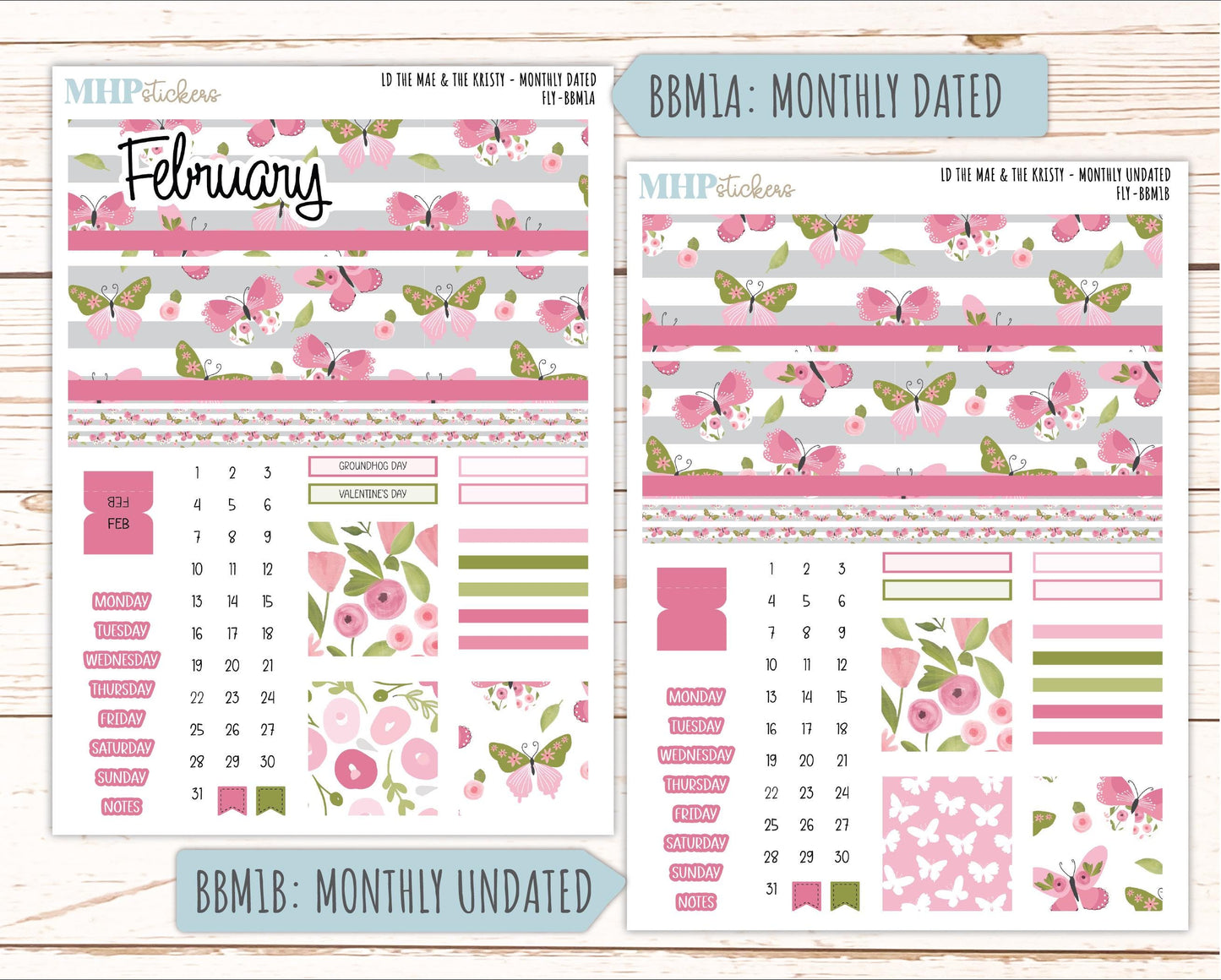 FEBRUARY 2026 Stickers for the Mae & Kristy Laurel Denise Planners (Book Bound Planner) "Fly" || BB