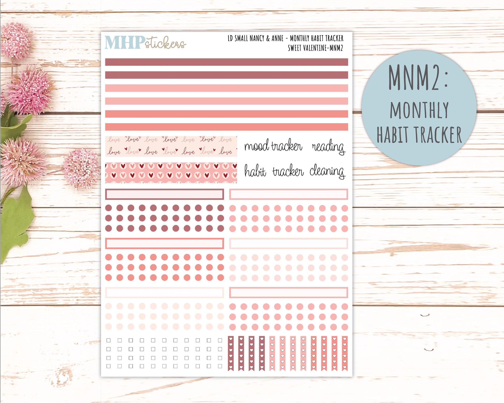 FEBRUARY 2026 Stickers for Small Nancy & Anne Laurel Denise Planners. (Formerly Mini Planner) "Sweet Valentine" || MN