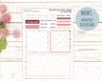 FEBRUARY 2026 Stickers for Small Nancy & Anne Laurel Denise Planners. (Formerly Mini Planner) "Sweet Valentine" || MN