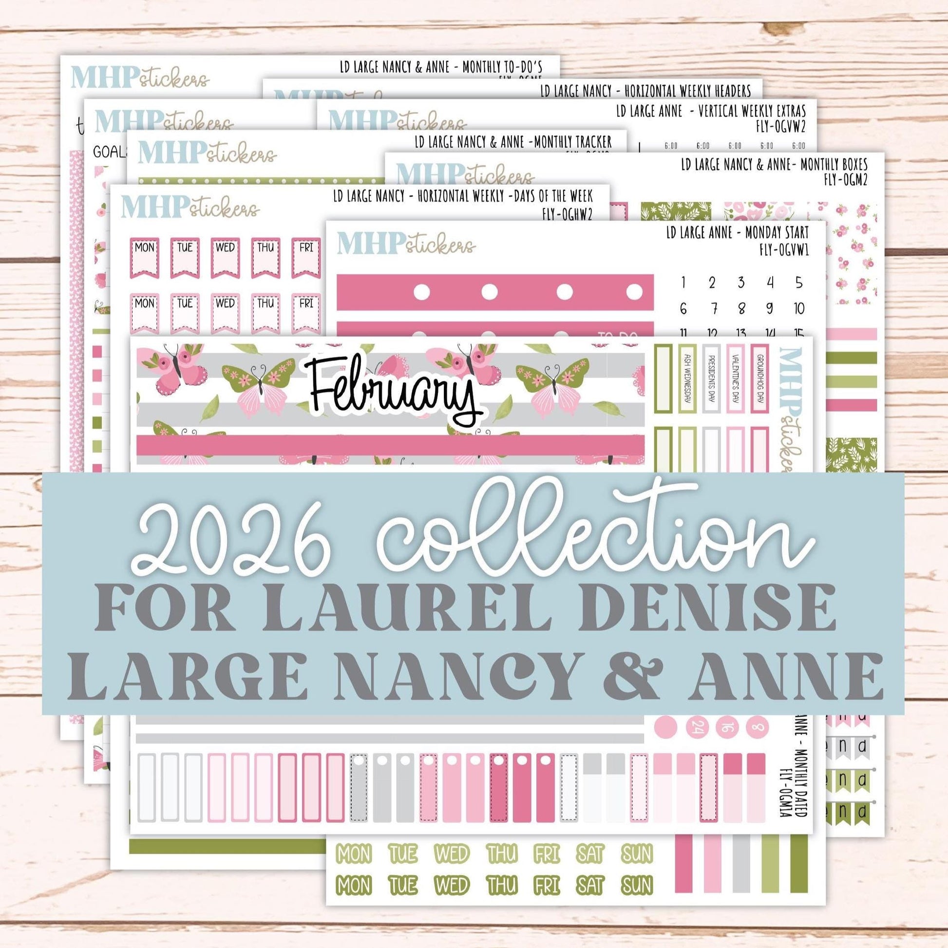 FEBRUARY 2026 Stickers for Large Nancy & Anne Planners (Formerly Original Size). For Laurel Denise Planners. "Fly" || OG