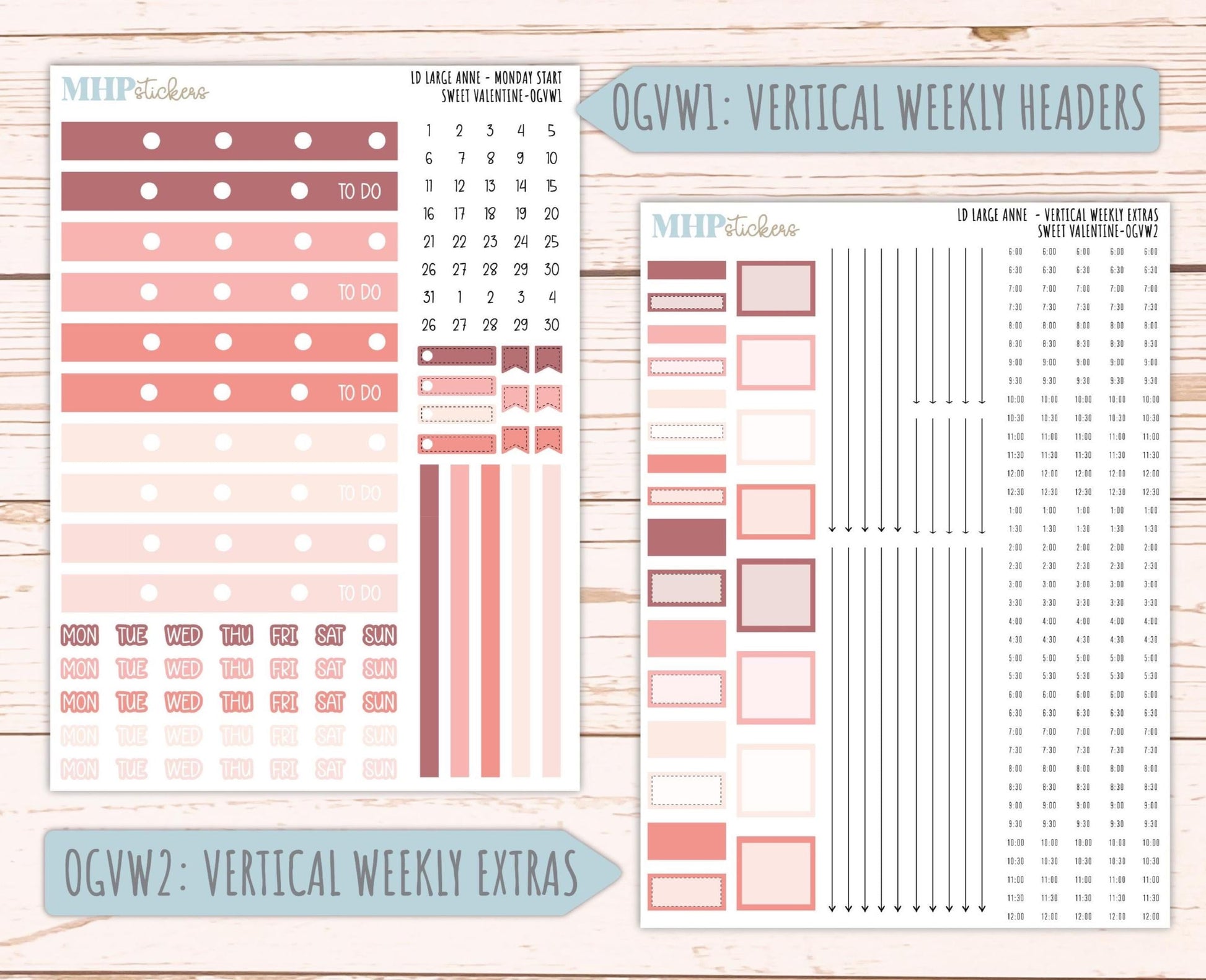 FEBRUARY 2026 Stickers for Large Nancy & Anne Planners (Formerly Original Size). For Laurel Denise Planners. "Sweet Valentine" || OG
