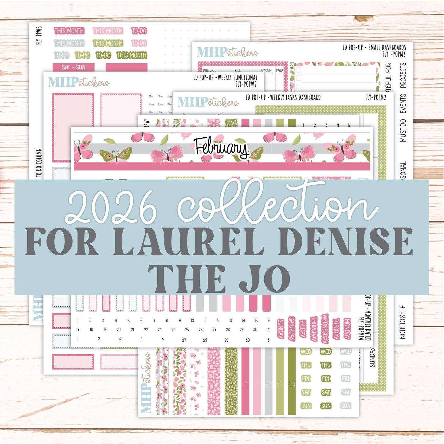 FEBRUARY 2026 Stickers for The Jo, Laurel Denise Planner (Formerly Pop-Up Planner) "Fly" || POP