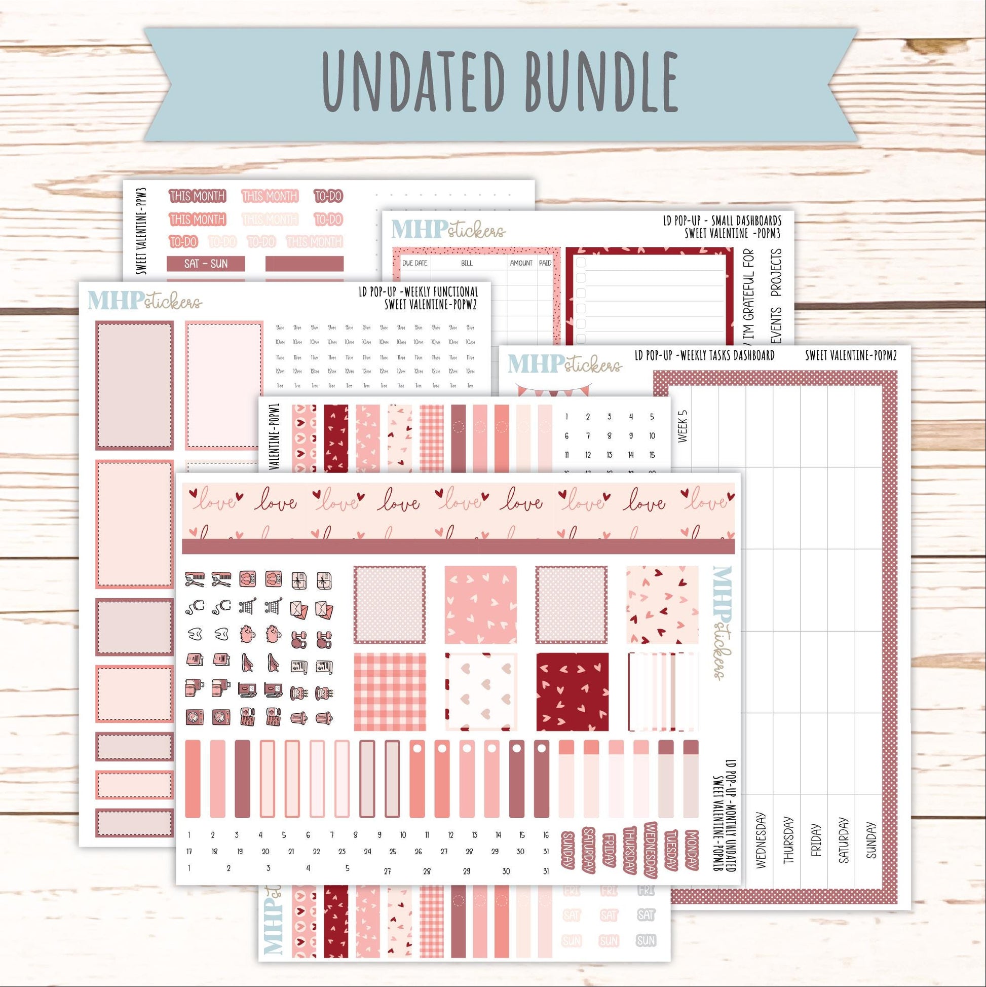 FEBRUARY 2026 Stickers for The Jo, Laurel Denise Planner (Formerly Pop-Up Planner) "Sweet Valentine" || POP