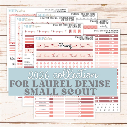 FEBRUARY 2026 Stickers for the Small Scout Planner. For Laurel Denise Planners. "Sweet Valentine" ||SS
