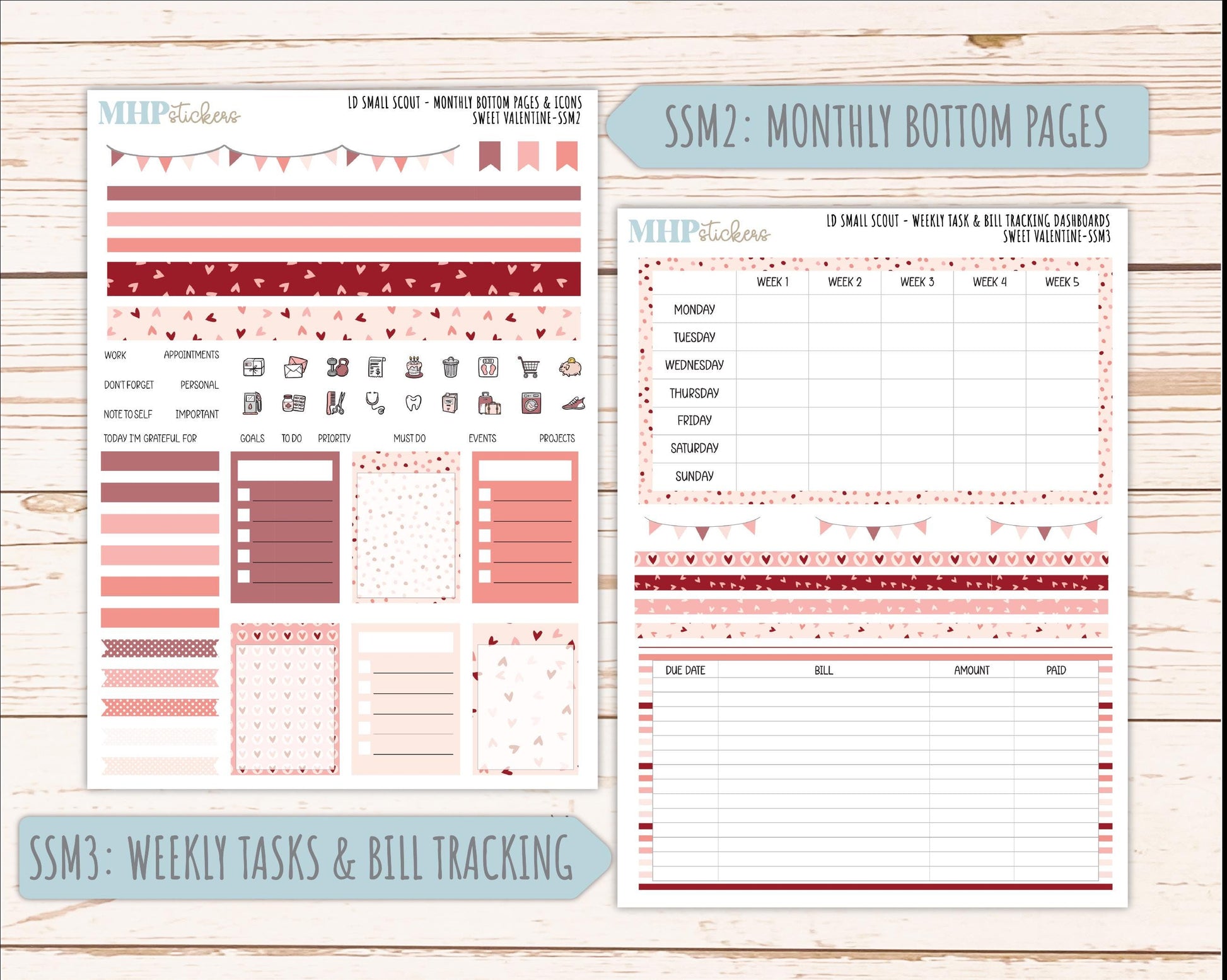 FEBRUARY 2026 Stickers for the Small Scout Planner. For Laurel Denise Planners. "Sweet Valentine" ||SS