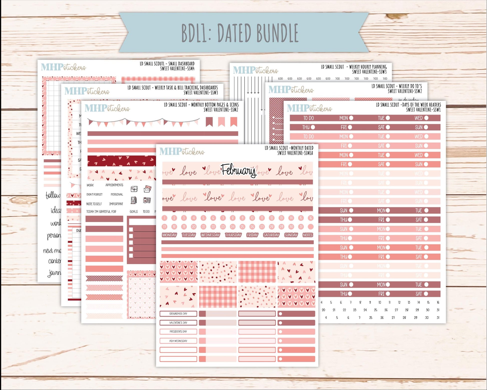 FEBRUARY 2026 Stickers for the Small Scout Planner. For Laurel Denise Planners. "Sweet Valentine" ||SS