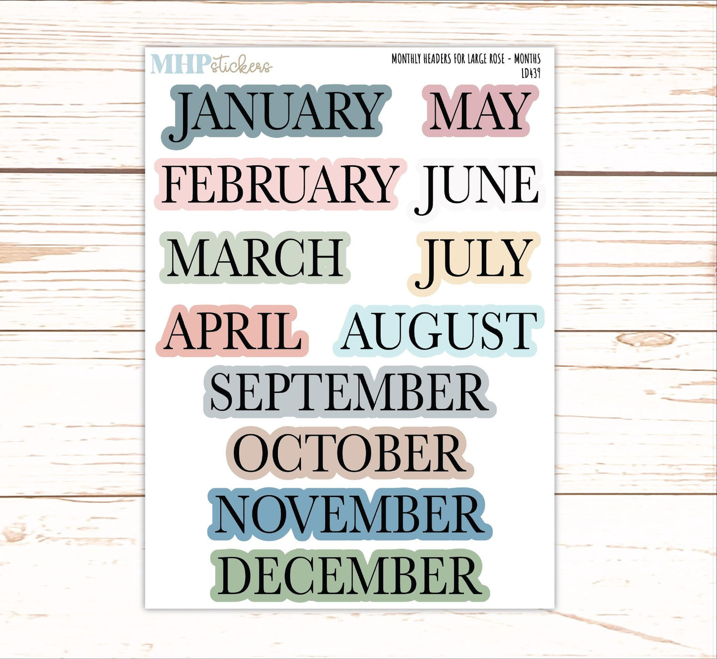 Neutral Color Monthly Headers Set for the Large Rose Laurel Denise Planner (Formerly Project Planner) || LD439