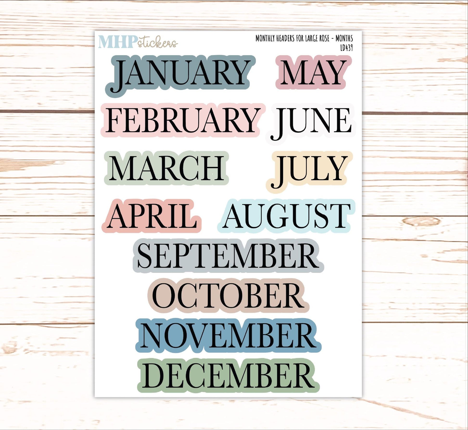 Neutral Color Monthly Headers Set for the Large Rose Laurel Denise Planner (Formerly Project Planner) || LD439