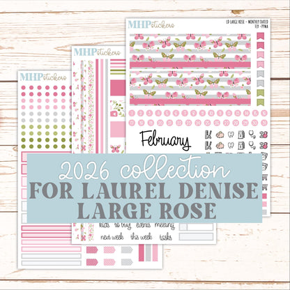 FEBRUARY 2026 Stickers for the Large Rose Planner (Formerly Project Planner). Laurel Denise. "Fly" || PP