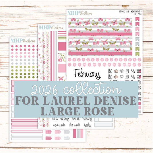 FEBRUARY 2026 Stickers for the Large Rose Planner (Formerly Project Planner). Laurel Denise. "Fly" || PP