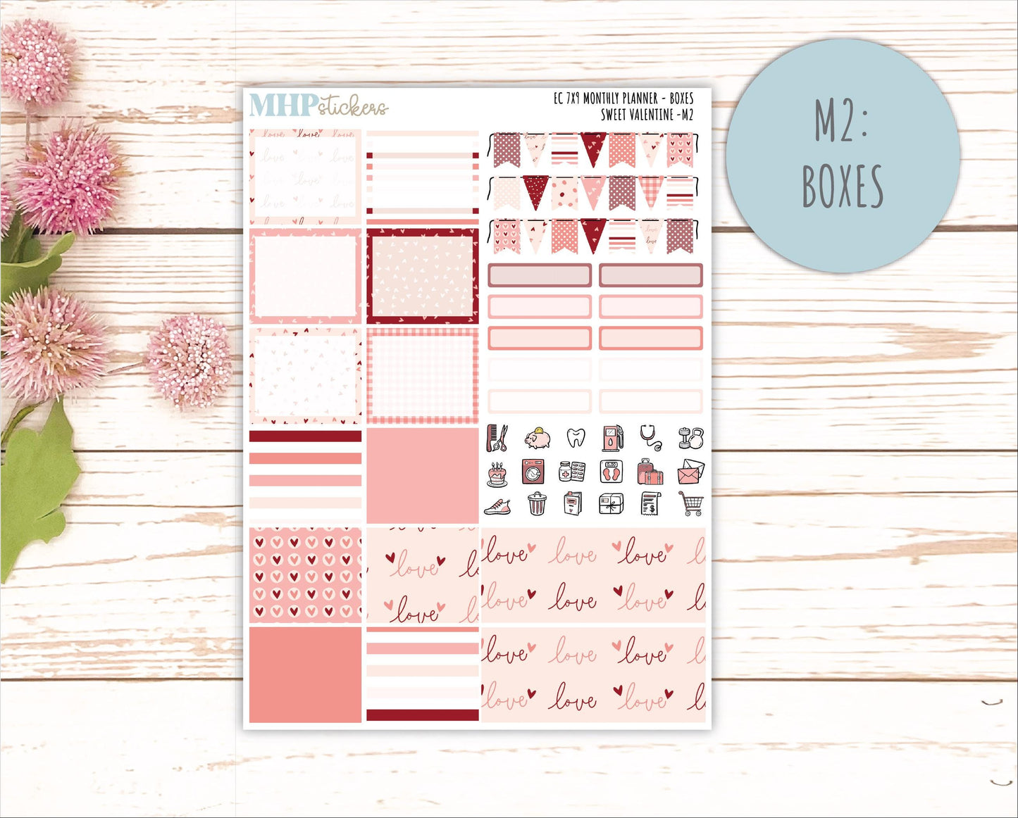 FEBRUARY Monthly Kit for 7x9 Erin Condren Planners. 2026 Collection "Sweet Valentine" || ECM