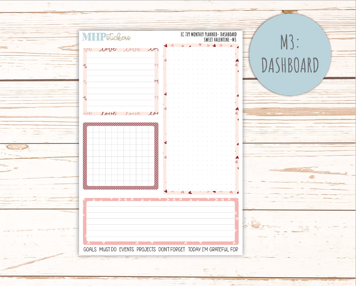 FEBRUARY Monthly Kit for 7x9 Erin Condren Planners. 2026 Collection "Sweet Valentine" || ECM