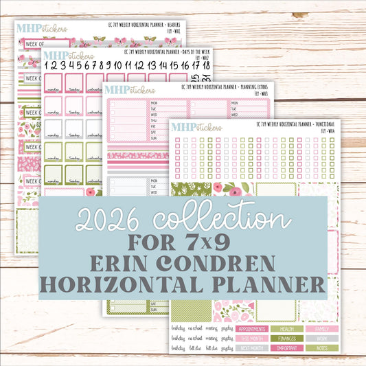 FEBRUARY Weekly Horizontal Planning Kit for 7x9 Erin Condren Planners. 2026 Collection "Fly" || ECWH