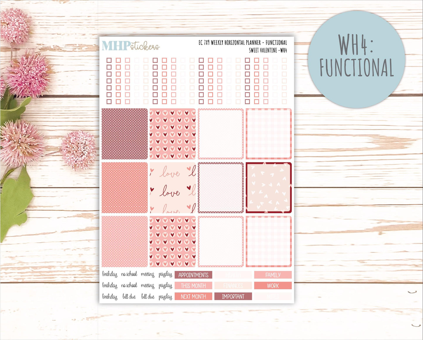 FEBRUARY Weekly Horizontal Planning Kit for 7x9 Erin Condren Planners. 2026 Collection "Sweet Valentine" || ECWH