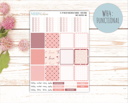FEBRUARY Weekly Horizontal Planning Kit for 7x9 Erin Condren Planners. 2026 Collection "Sweet Valentine" || ECWH