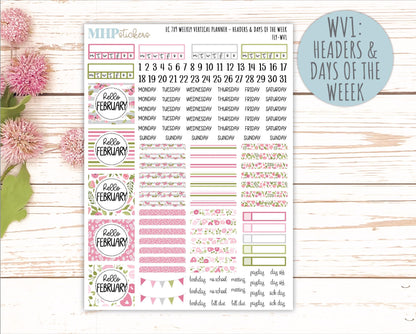 FEBRUARY Weekly Vertical Kits for 7x9 Erin Condren Planners. 2026 Collection "Fly" || ECWV