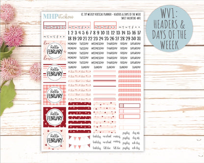 FEBRUARY Weekly Vertical Kits for 7x9 Erin Condren Planners. 2026 Collection "Sweet Valentine" || ECWV