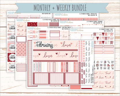 FEBRUARY Weekly Vertical Kits for 7x9 Erin Condren Planners. 2026 Collection "Sweet Valentine" || ECWV