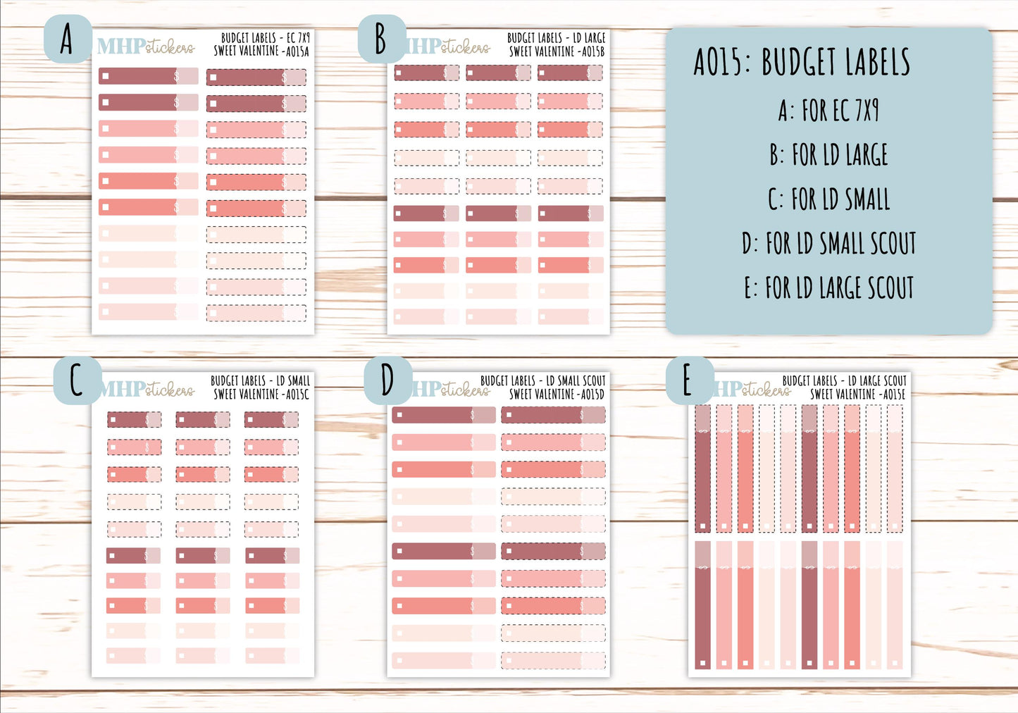 Basic Labels & Habit Trackers. ADD-Ons for Monthly Kits "Sweet Valentine" || AOBL