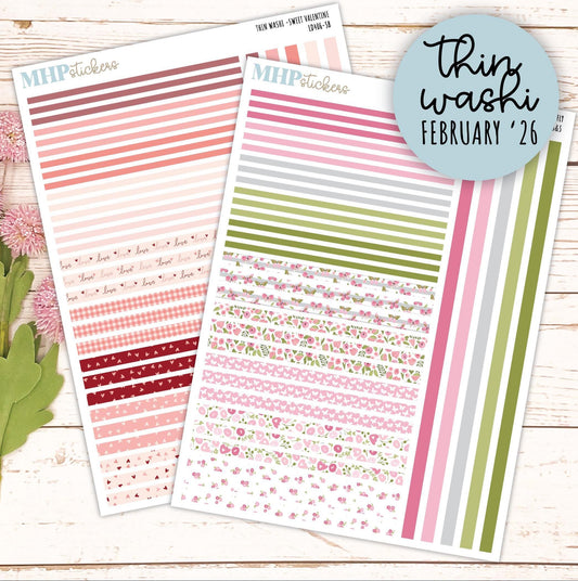 Thin Washi for Laurel Denise Planners. Planner Stickers FEBRUARY '26 || LD406