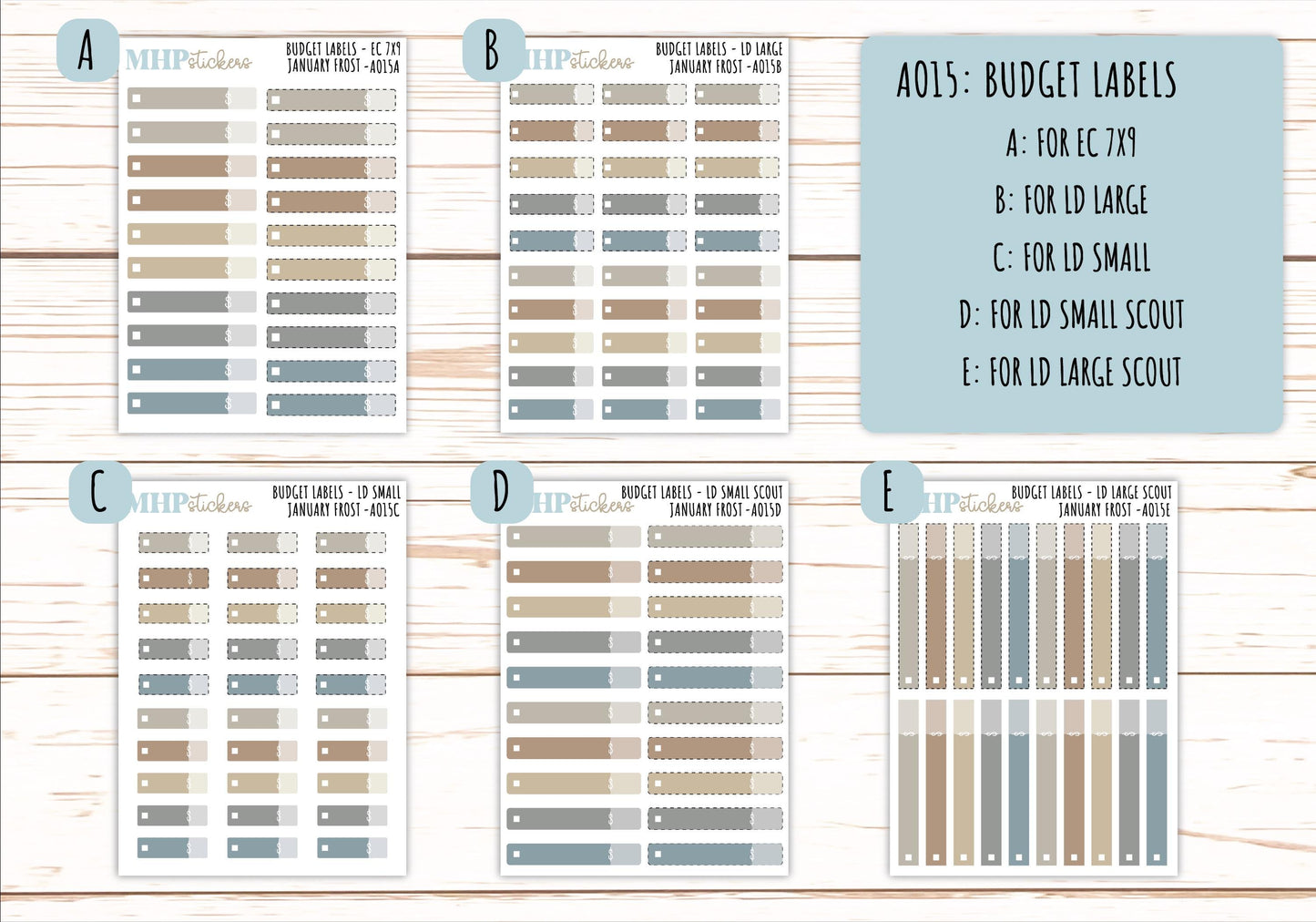 Basic Labels & Habit Trackers. ADD-Ons for Monthly Kits "January Frost" ||AOJF