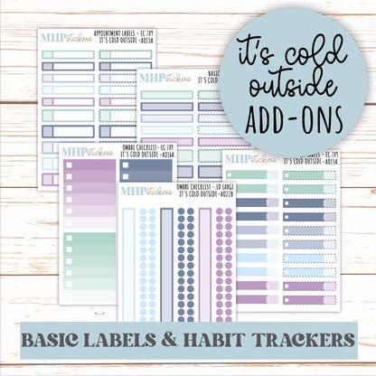 Basic Labels & Habit Trackers. ADD-Ons for Monthly Kits "It's cold Outside" || AOICO