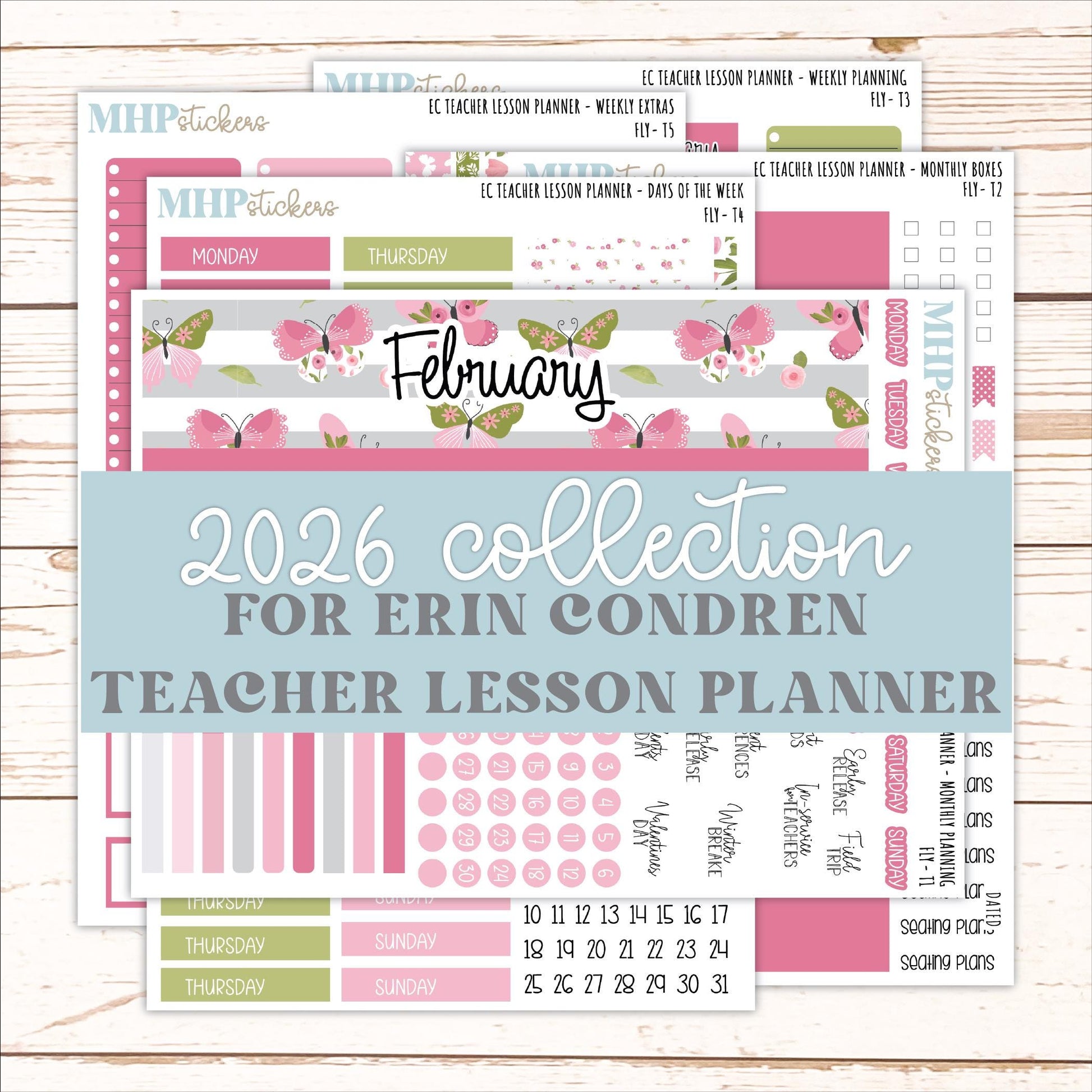 FEBRUARY Stickers for EC Teacher Lesson Planner. 2025 Collection "Fly" || ECT