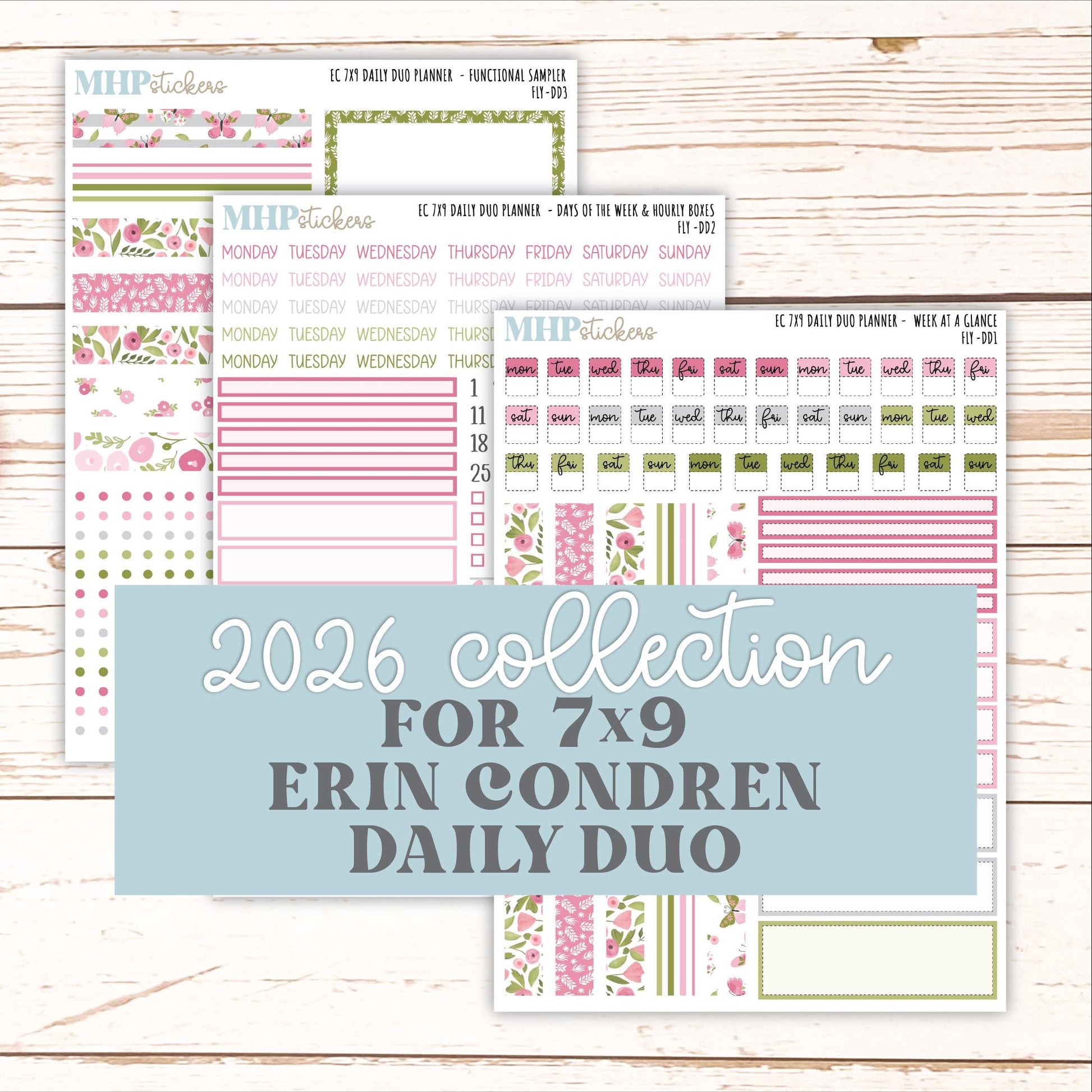 FEBRUARY Daily Duo Sticker Kit for 7x9 Erin Condren Planners. 2026 Collection "Fly" || ECDD