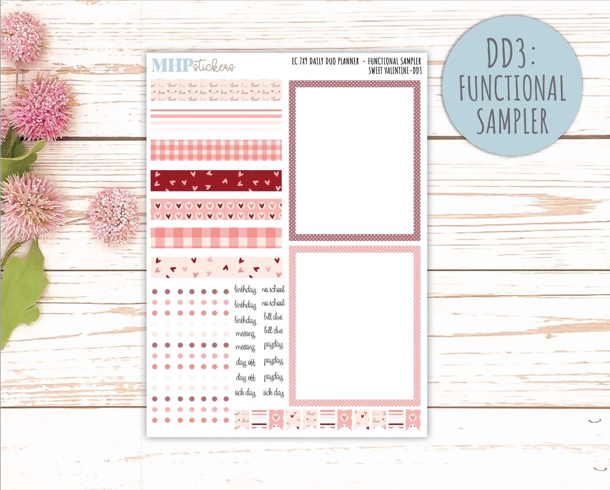 FEBRUARY Daily Duo Sticker Kit for 7x9 Erin Condren Planners. 2026 Collection "Sweet Valentine" || ECDD
