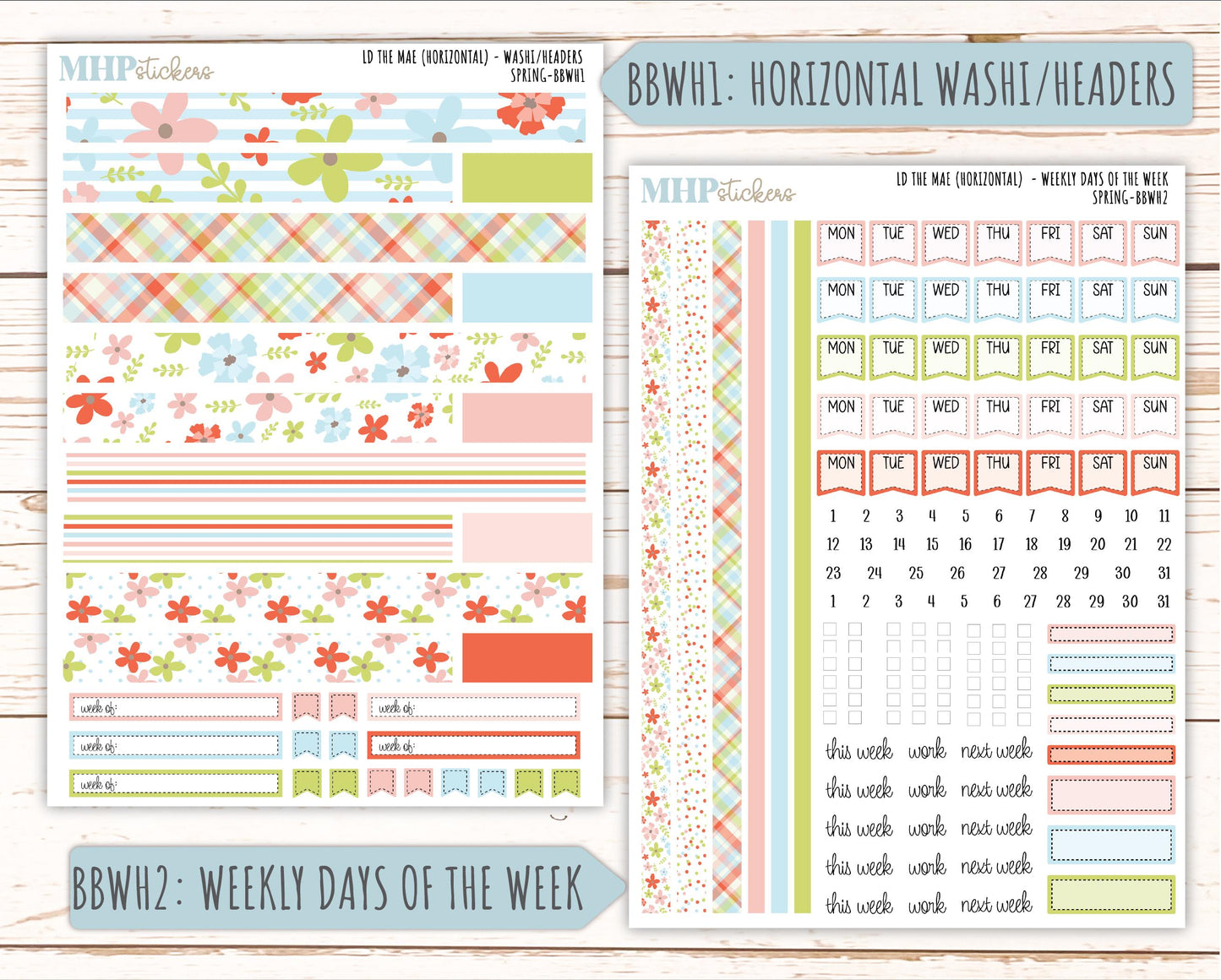 MARCH 2026 Stickers for the Mae & Kristy Laurel Denise Planners (Book Bound Planner) "Spring" || BB