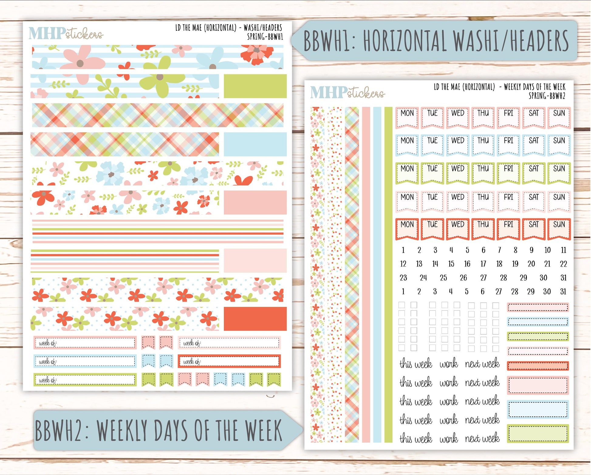 MARCH 2026 Stickers for the Mae & Kristy Laurel Denise Planners (Book Bound Planner) "Spring" || BB