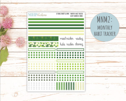 MARCH 2026 Stickers for Small Nancy & Anne Laurel Denise Planners. (Formerly Mini Planner) "Lucky Shamrock" || MN