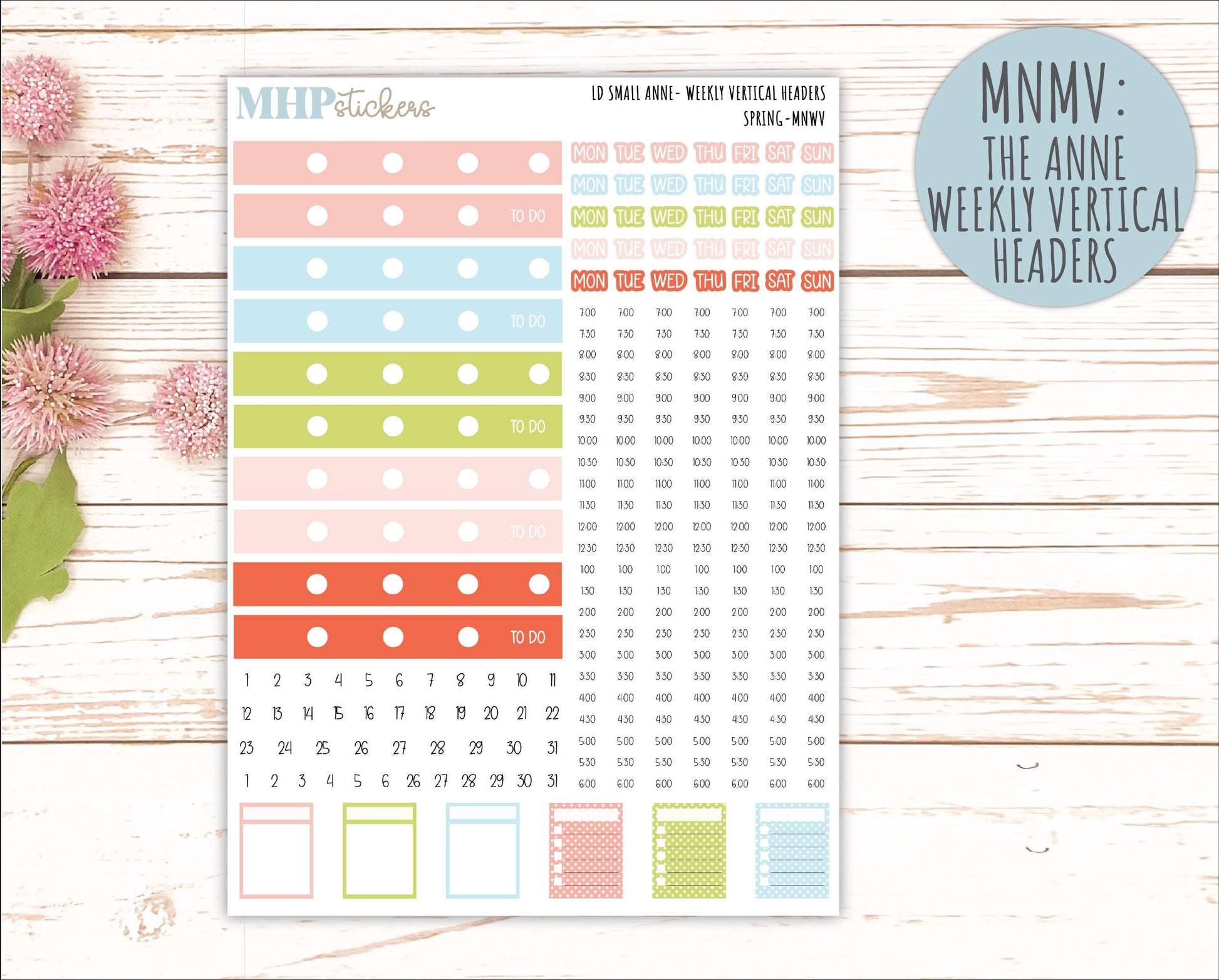 MARCH 2026 Stickers for Small Nancy & Anne Laurel Denise Planners. (Formerly Mini Planner) "Spring" || MN
