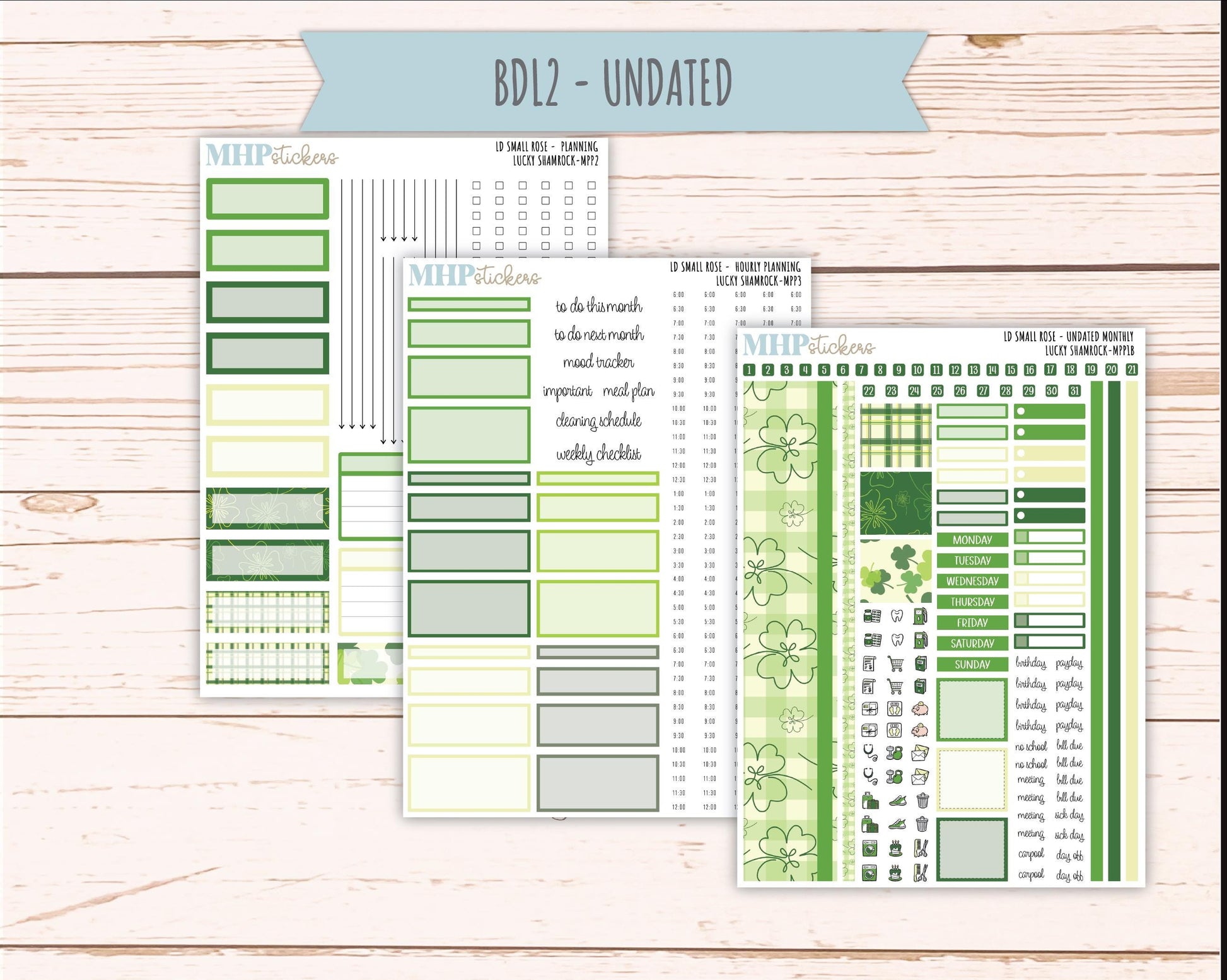MARCH 2026 Stickers for The Small Rose Laurel Denise Planner (Formerly Mini Project Planner) "Luckly Shamrock" || MPP