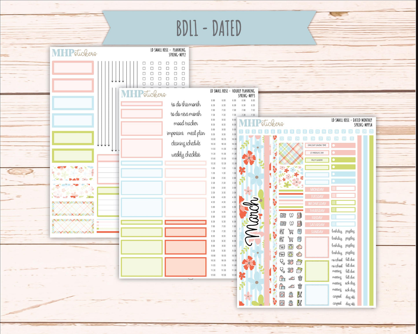 MARCH 2026 Stickers for The Small Rose Laurel Denise Planner (Formerly Mini Project Planner) "Spring" || MPP