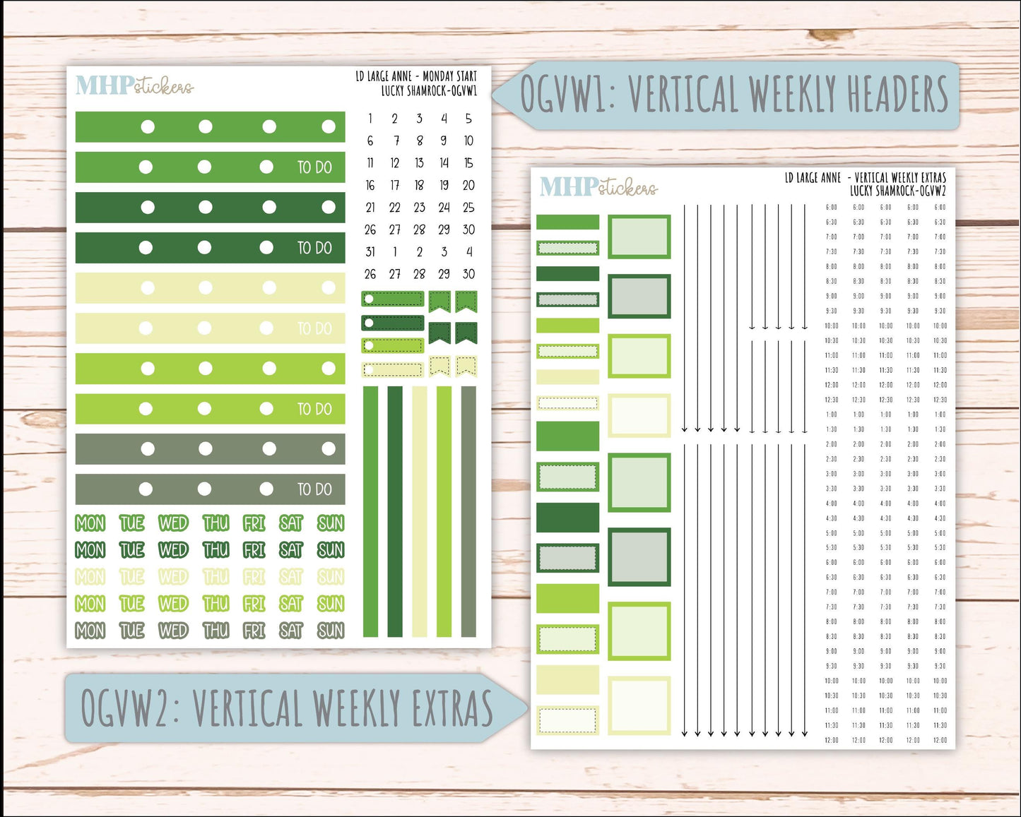 MARCH 2026 Stickers for Large Nancy & Anne Planners (Formerly Original Size). For Laurel Denise Planners. "Lucky Shamrock" || OG